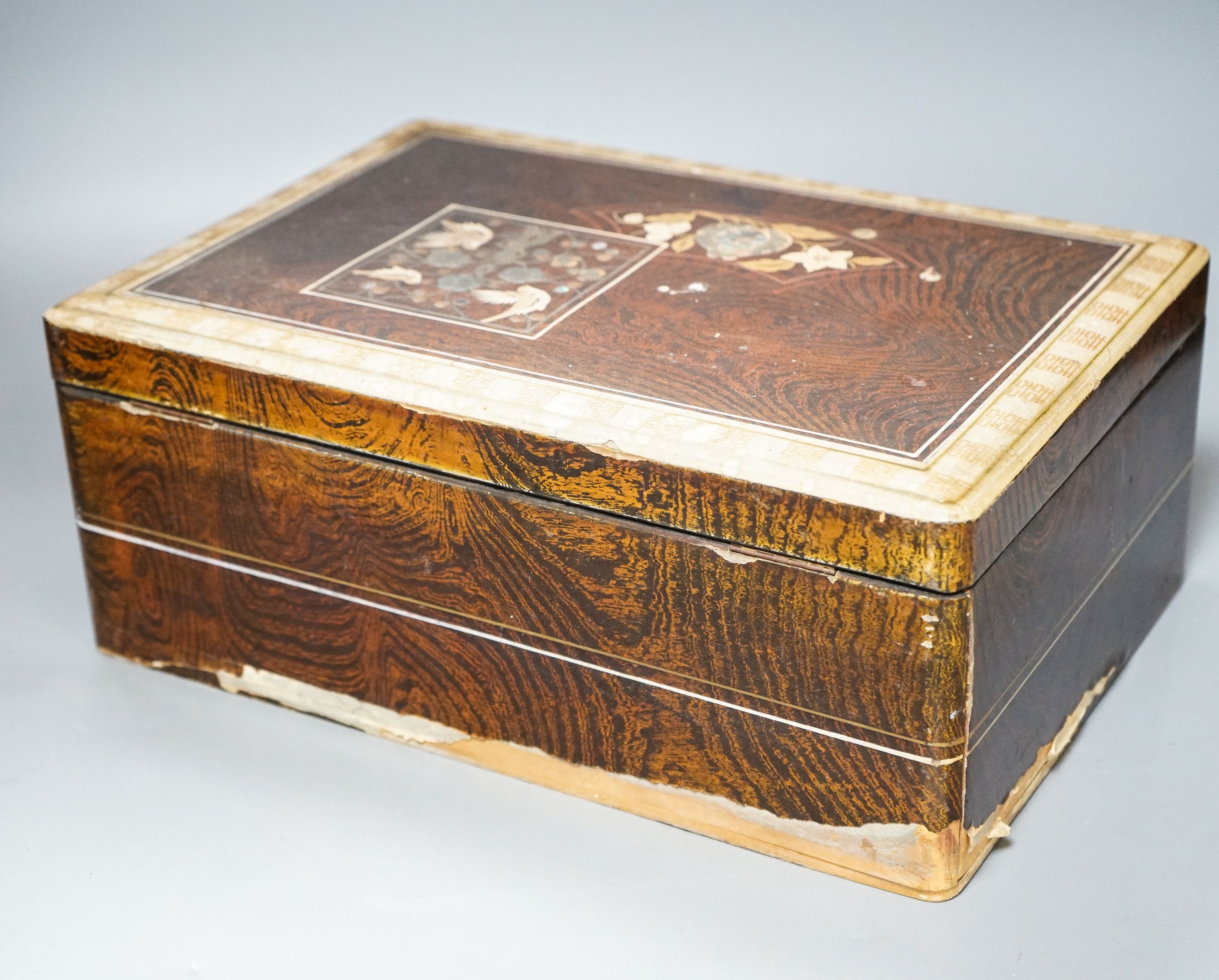 A Japanese lacquered rectangular box and two other boxes